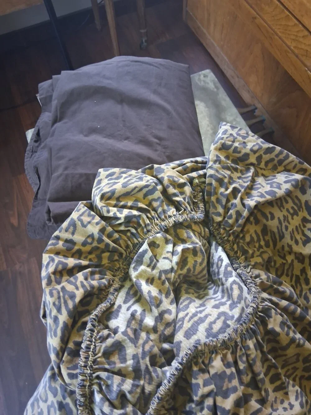 Ralph Lauren Aragon Leopard Queen Fitted Plus RL Chocolate Brown Flat Sheet Set